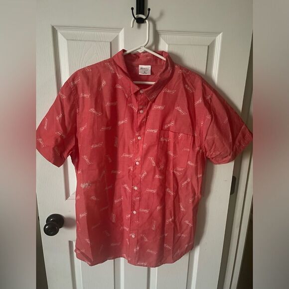 Men’s Anheiser Busch Budweiser Short Sleeve Button Down Shirt Size XL - Picture 1 of 8